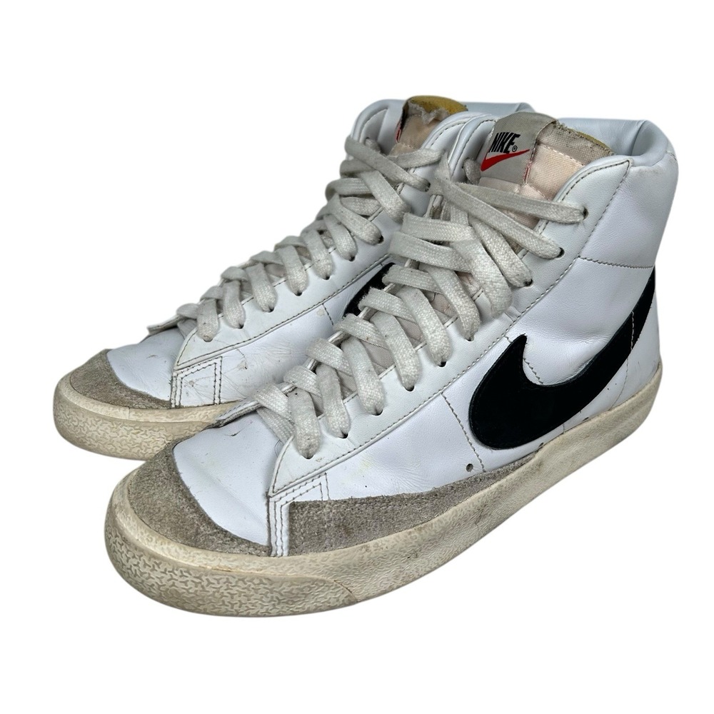 Nike Women's Blazer Mid '77 White Black Leather Shoes CZ1055-100‎ Size 8.5